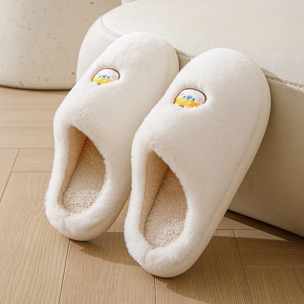 

Women Fluffy Fur Home Winter Slippers 3D Plush Warm Soft Cotton Slippers Thick Bottom Slippers Non Slip Wear-resistant Shoes