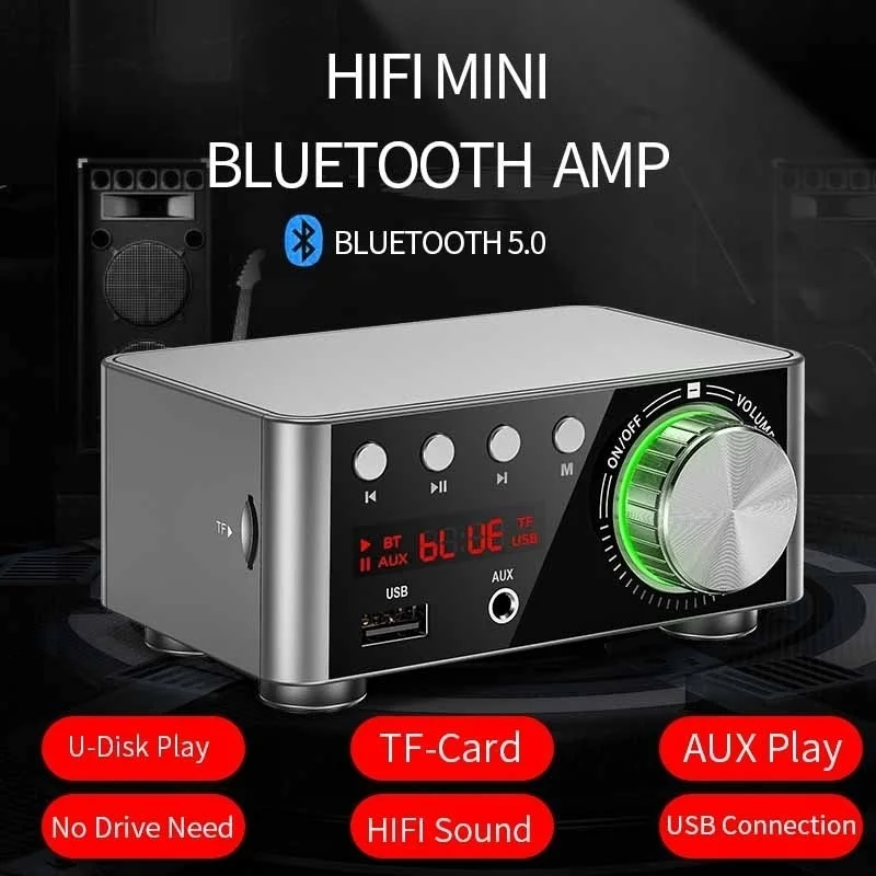 

D212 Power Mini Amplifier Audio Mini Wireless BT5.0 Receiver Stereo Home Car Amp USB 100w Music Player Stereo Audio Amplifier