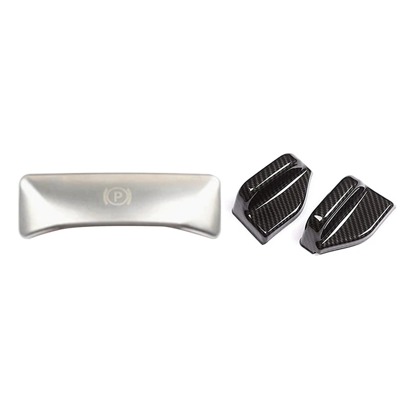 

P Button Foot Brake Release Switch Stickers with 2Pcs Car Seat Safety Belt Trim, for Mercedes Benz E Class W212