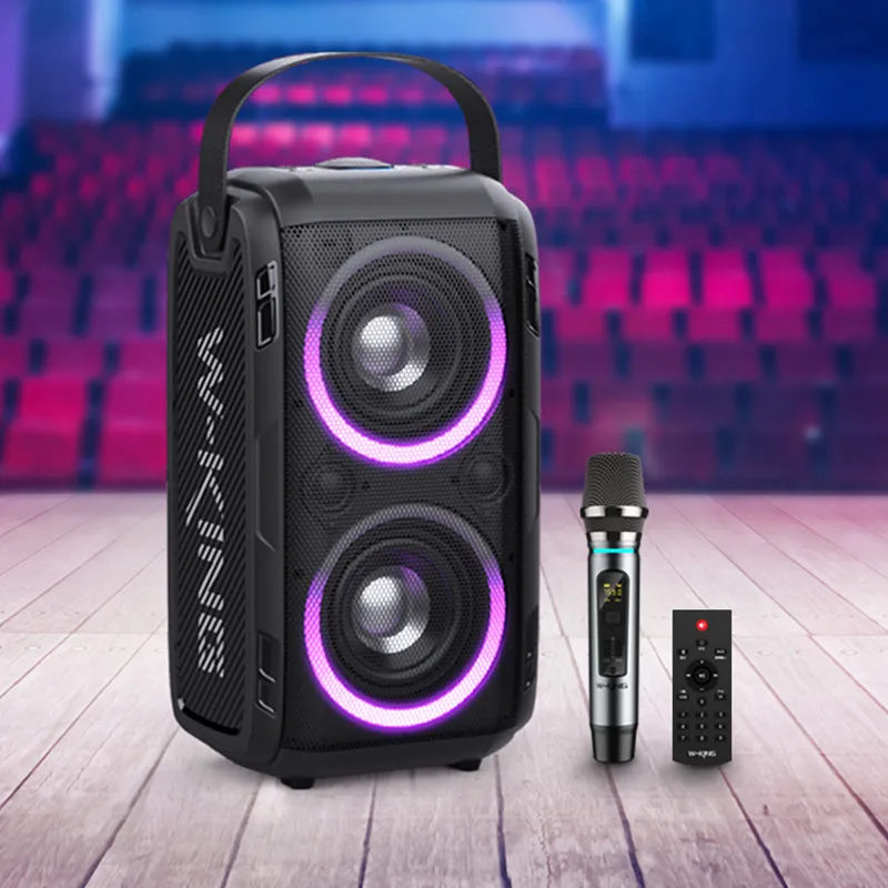 Переносная беспроводная колонка с Bluetooth W-King T9 для наружного квадратного танца с сабвуфером, цветными RGB-подсветкой и стереозвуком HiFi Stereo Sound System Column on.