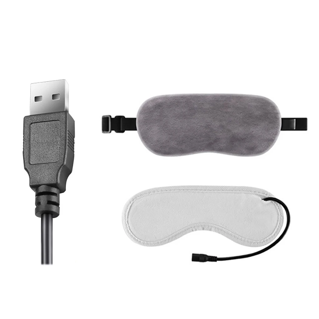 

Накладка для глаз с подогревом от USB, регулируемый переносной мягкий плюшевый накладка на глаза для сна, серый цвет