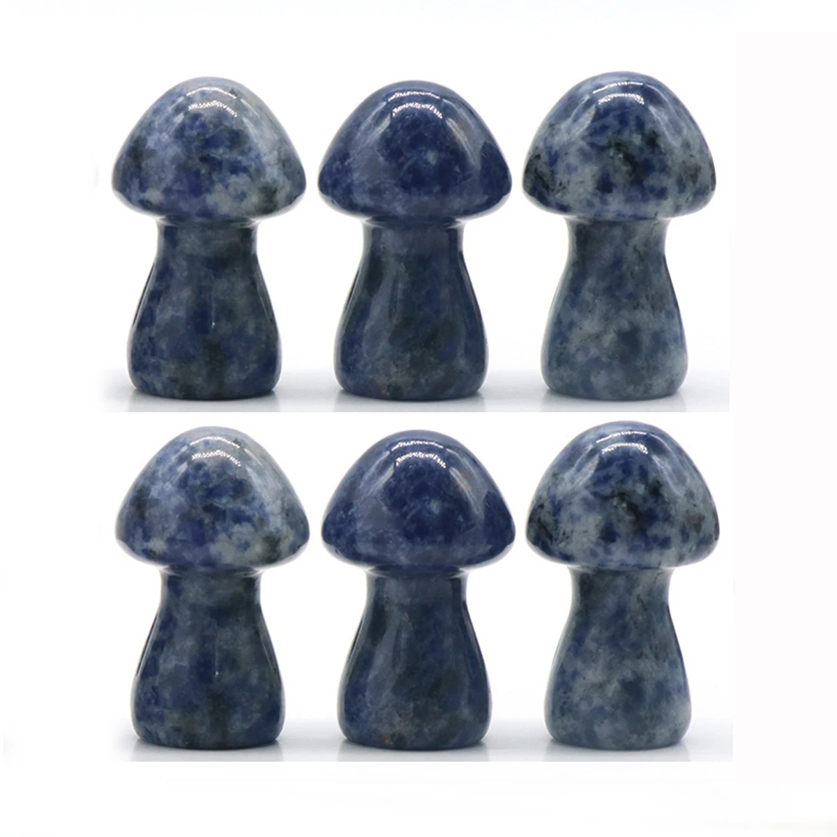 

Sodalite 35MM Mushroom Decor 6PCS Healing Crystals Stones Sculpture for Making DIY Garden Lawn Home Flower Pot Decoration