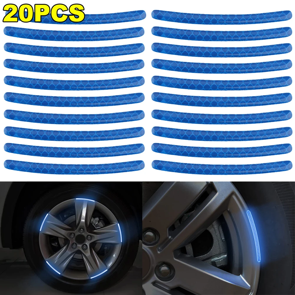 

20pcs Universal Car Wheel Hub Tire Rim Reflective Strips Decal Tape Stickers Car Wheel Rim Reflective Sticker Strips