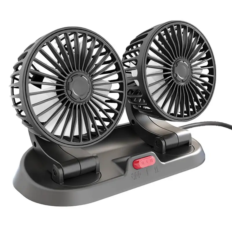 

Adjustable Dual Head Fan USB Dual Head Cooling Air Fan Low Noise Automobile Vehicle Fan 360 Rotatable Desk Fan For Dashboard/Car