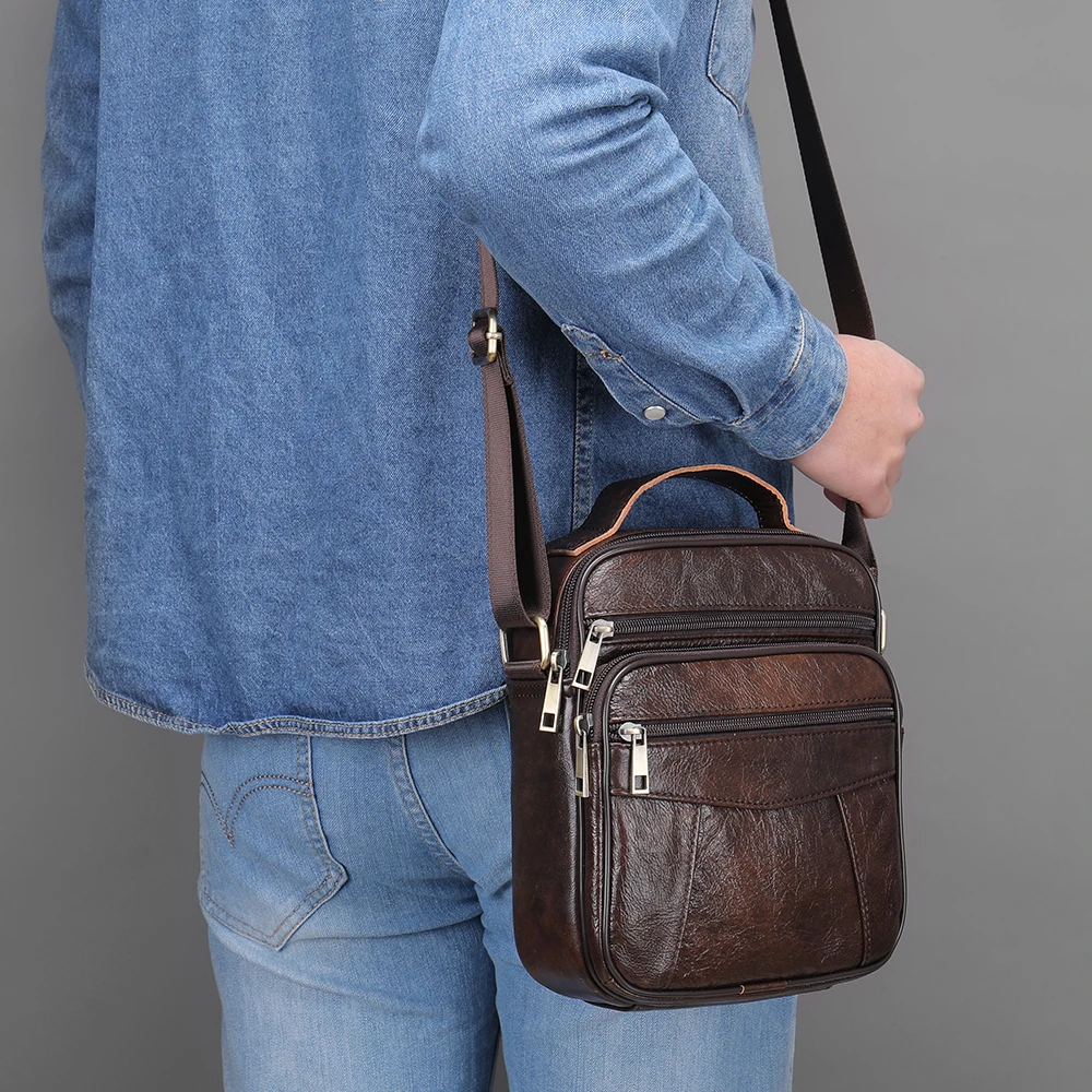 New Men's Leather Bag Man Casual Men's Shoulder Bags Man Ipad Messenger Bag Mens Handbag Business Large Men Bags Purses New in