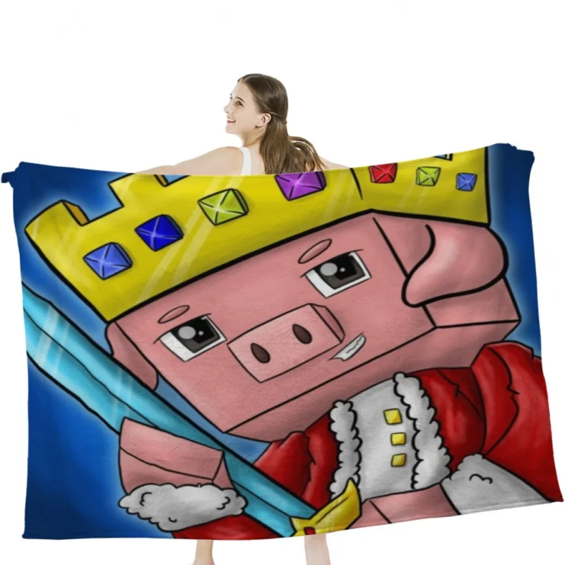 

Technoblade King Merch Throw Blanket Soft Velvet Blanket Travel Bedding Blanket