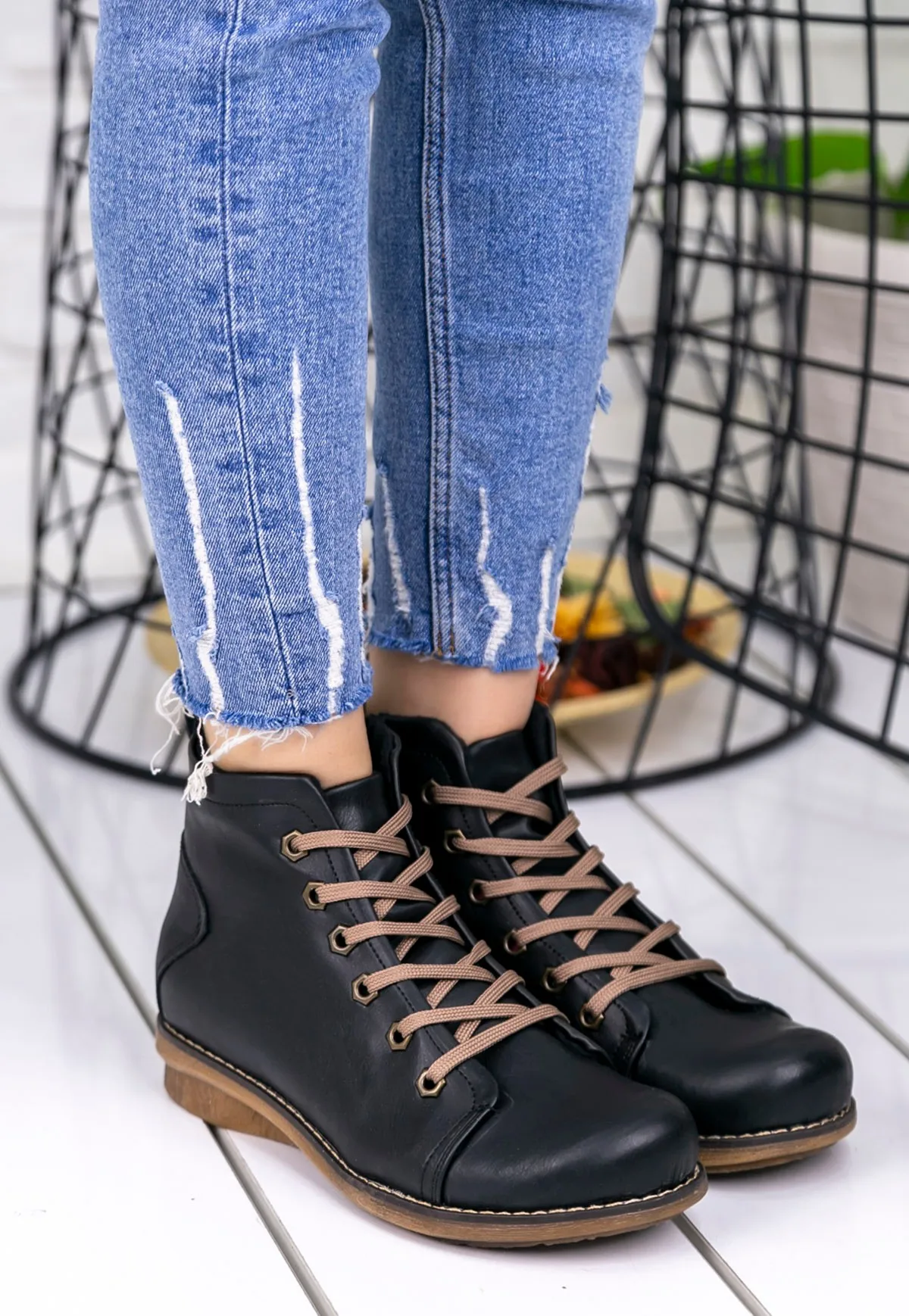 

Olina Black Skin Boots