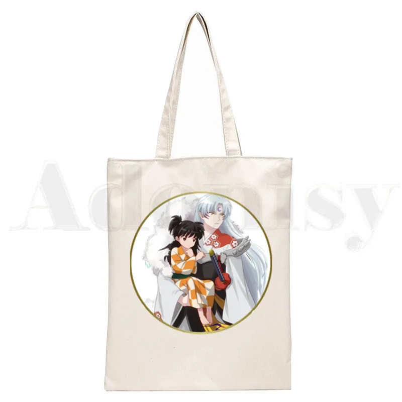 Sesshoumaru Inuyasha Kagome Japan Manga Anime Handbags Women Elegant Canvas Bag Shoulder Bags Casual Shopping Girls Handbag