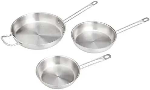 

Stainless Steel Aluminum-Clad Fry Pan Set with 8", 9 1/2", and 12" Pan