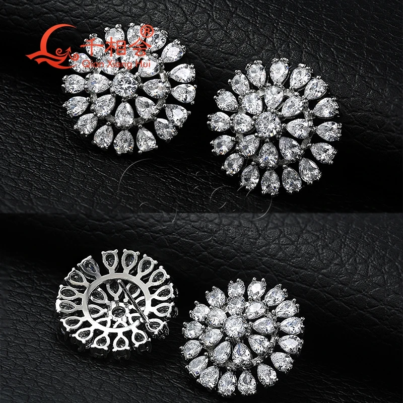 22mm pear two circle S925 silver  rings earrings ear stud D vvs white moissanite stone Earring earrings jewelry woman gift