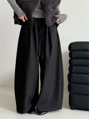 Женские шерхюре флисовые леопардовые брюки