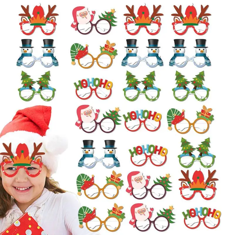 

Christmas Glasses Frames For Kids Christmas Decoration Eyeglasses Kit Christmas Penguins Tree Santa Hat Snowman Elk Antlers