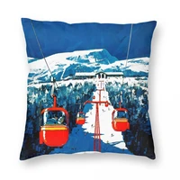 vintage stowe gondola winter travel ski square pillowcase polyester linen velvet pattern zip decor pillow case sofa cushion