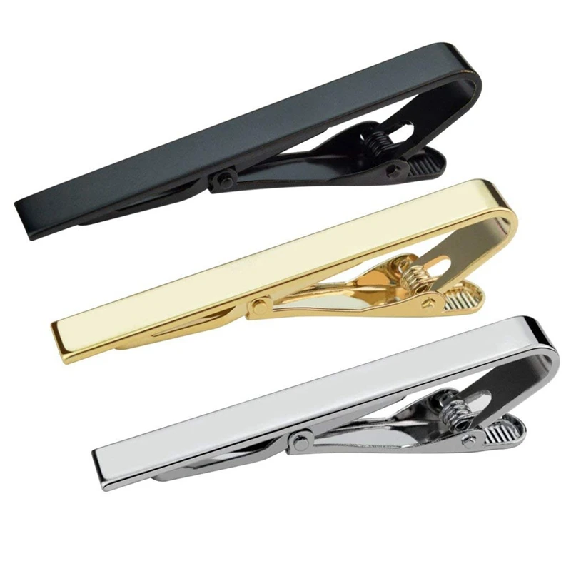 

3pcs Tie Bar Clip, Tie Tack Pins Tie Clips Men Silver Gold Black Necktie Bar Pinch Clip Set 2.2 inch Clasps Business Fashion