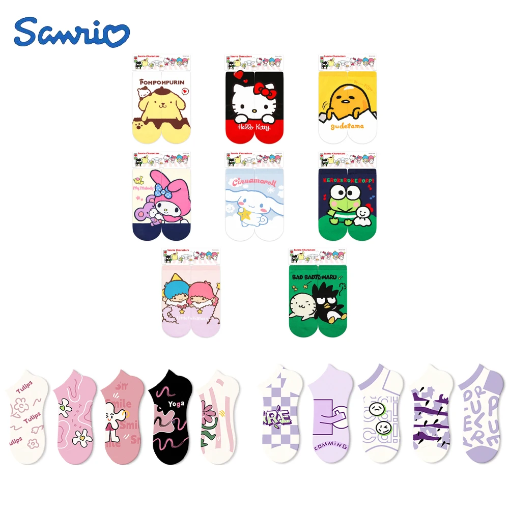 

Cartoon Kawaii Boat Socks Sanrio Hello Kitty My Melody Cinnamoroll Sweet Girl Short Stockings Cotton Autumn Socks Deodorization