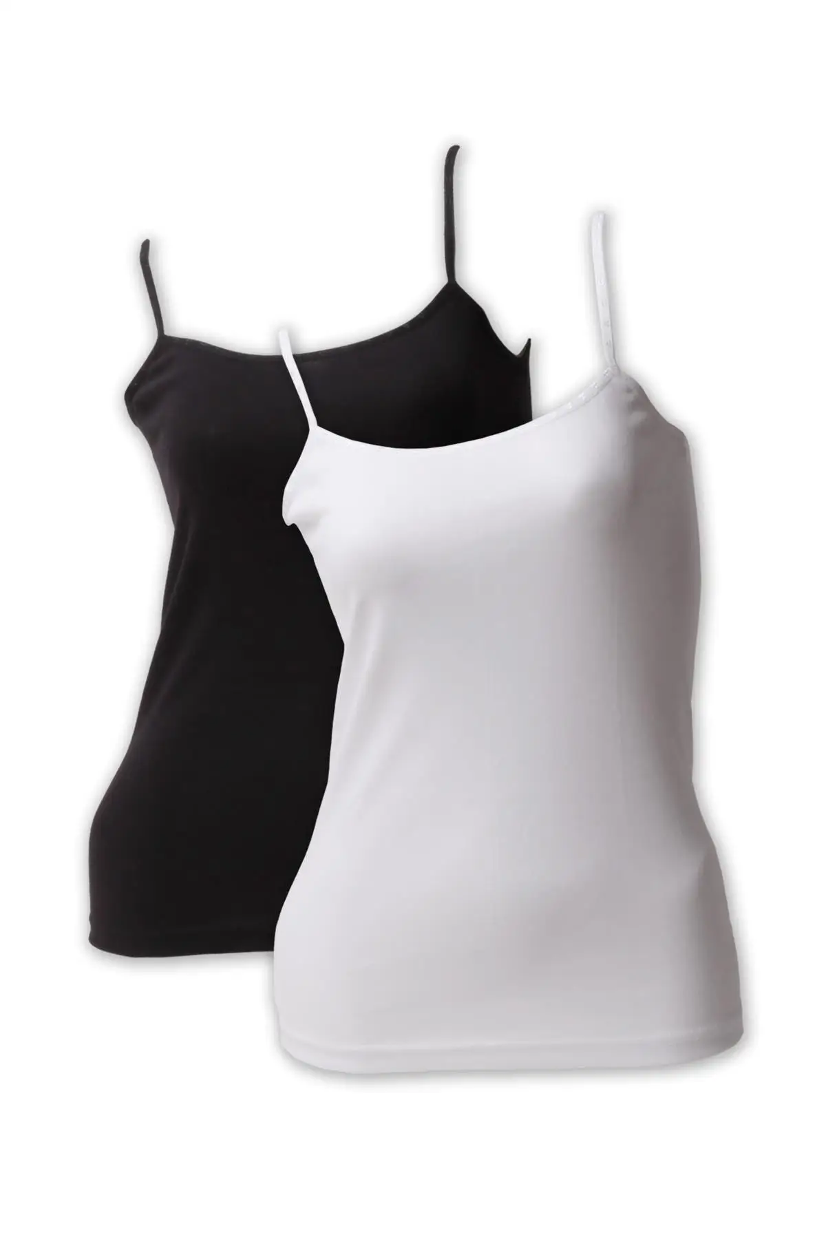 

Women 2'li Package Rope Strap Singlet Black White