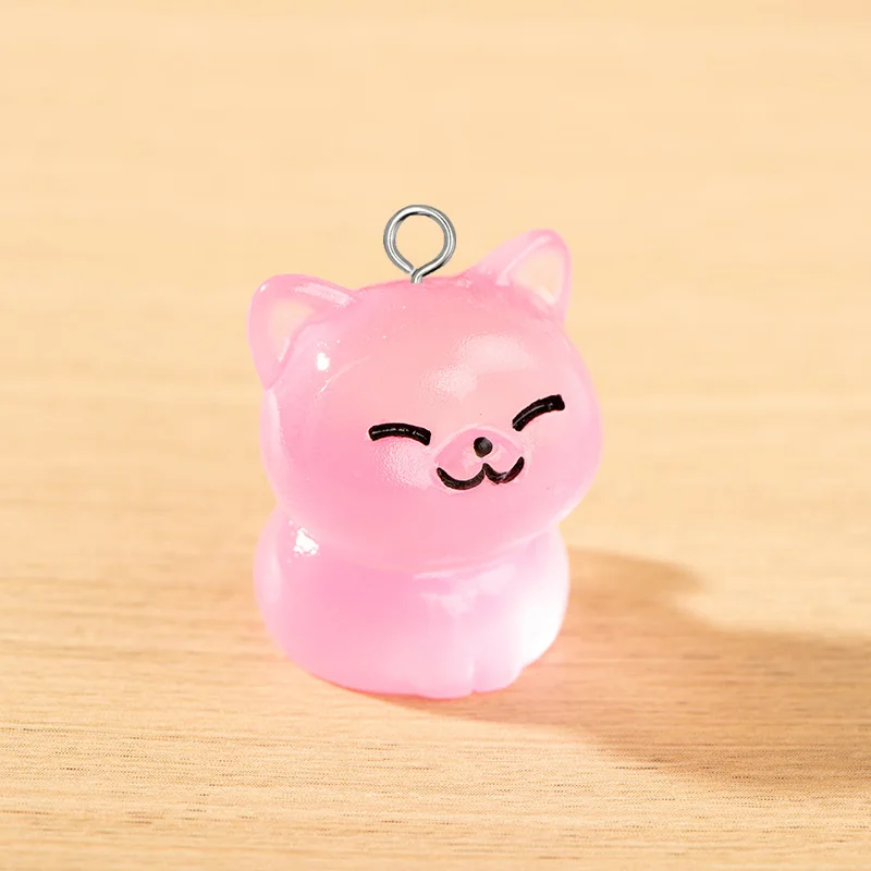 10 шт. милые миниатюрные Люминесцентные Подвески в виде кота из смолы 3D