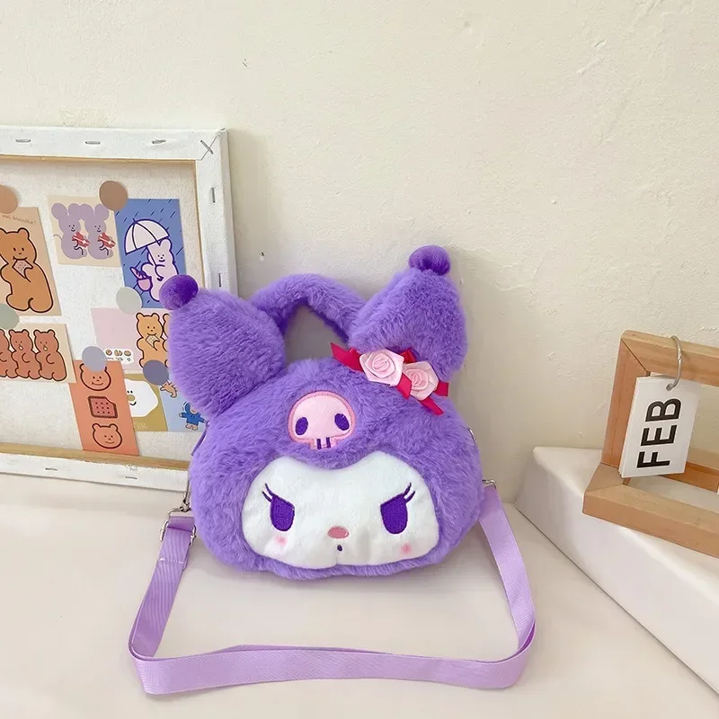 

Sanrio Kawaii аниме пушистая сумка Милая фиолетовая плюшевая мультяшная Kuromi Девочка студенческая Детская сумка мини сумка подарок на день рождения