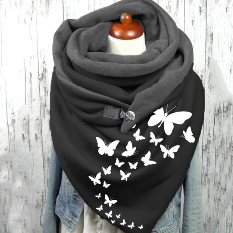 

2022 Fashion Winter Scarf For Women Printing Button Soft Wrap Casual Warm Scarves Shawls Scarf Foulard Femme Neck