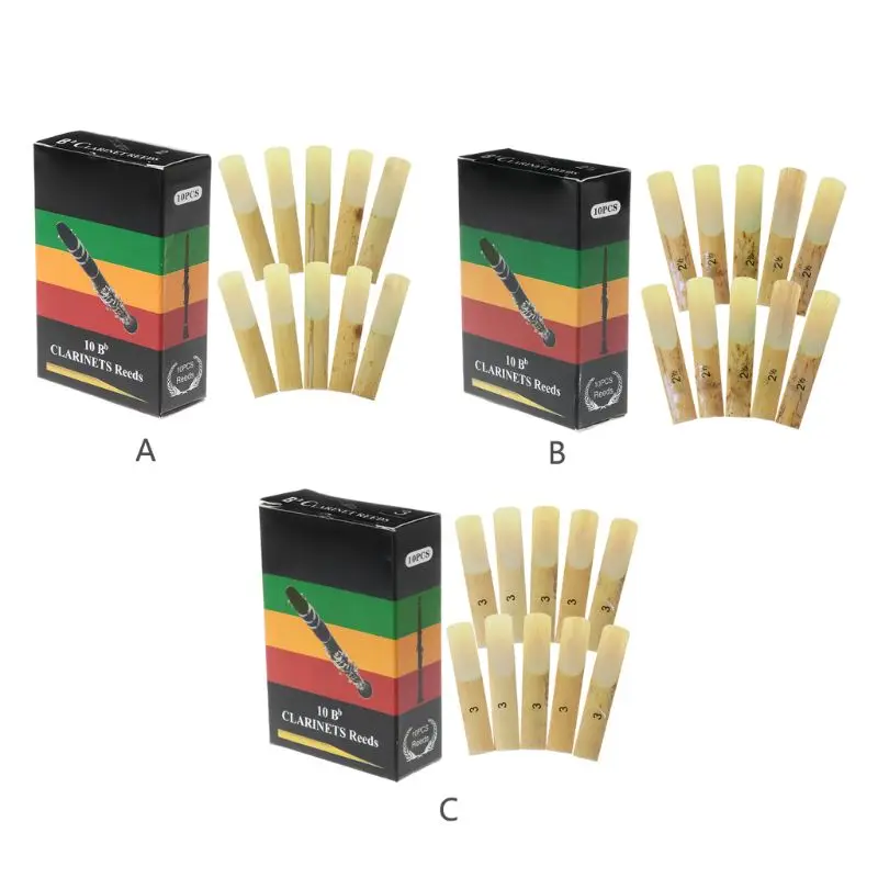 

10Pcs/Set Bb Clarinet Reeds Traditional Bamboo Reed Strength 2.0 / 2.5 / 3.0