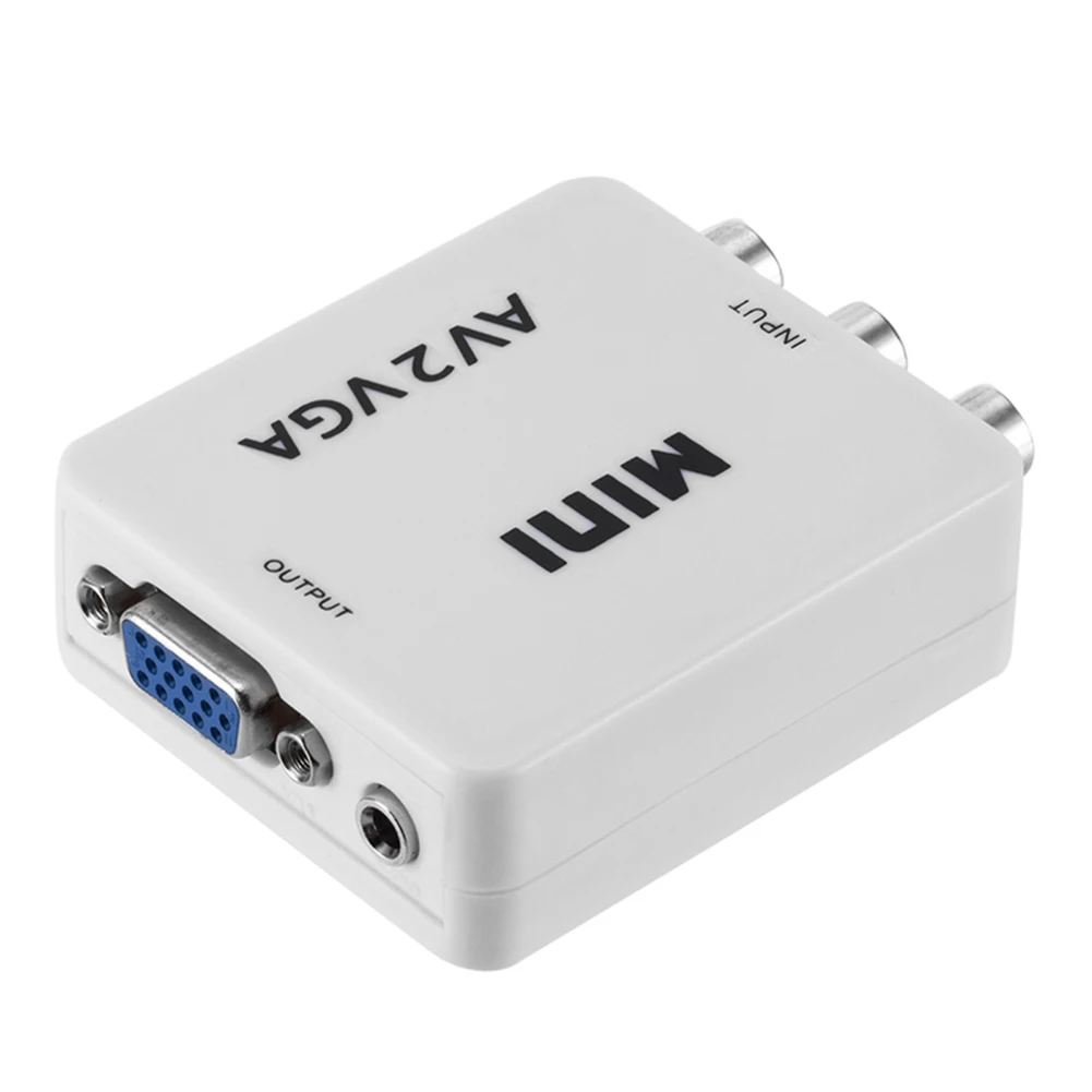 

Мини HD AV2VGA видео преобразователь AV RCA CVBS для VGA видео HDTV адаптер