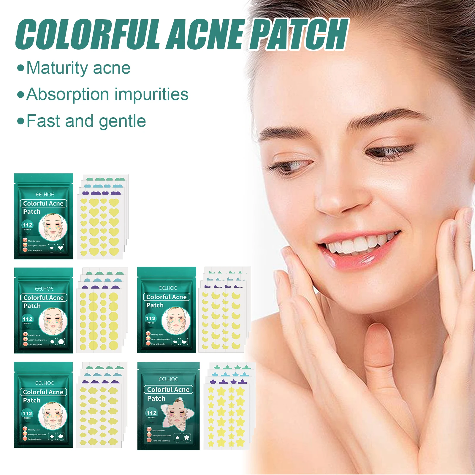 112 шт. водонепроницаемые разноцветные пластыри от прыщей и