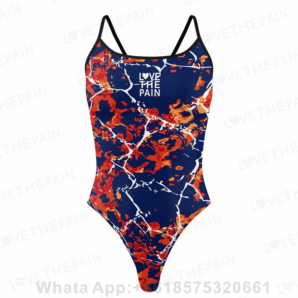 Sexy Back Print One-piece Swimsuit Women Swimwear Training Swimsuit Summer Beach Pool Comfort Bathing Suit Functional Swimwear