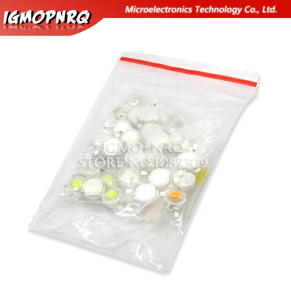 

25 шт./лот 1 Вт комплект светодиодов белый красный желтый зеленый синий 5 цветов каждый 5 шт. набор светодиодов высокой мощности комплект свето...