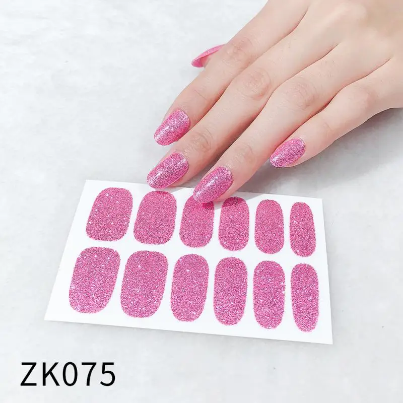 

Shiny Pink Full Cover Nail Stickers Self Adhesive Nail Wraps For Women Party Colorful Decor Stickers For Nails Manicure Set