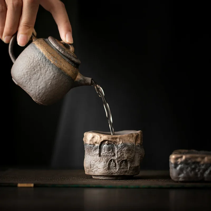 Антикварная Позолоченная Железная Глазурованная Чайная Чашка Dunhuang Ручная