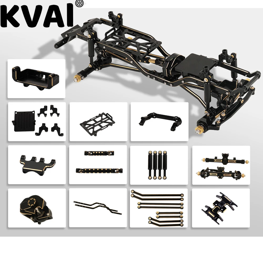 

1:24 Assembled Black Brass Aluminum Alloy Car Chassis Frame with Axle for Axial SCX24 AXI00005 1/24 RC Crawler Car Upgrade Parts