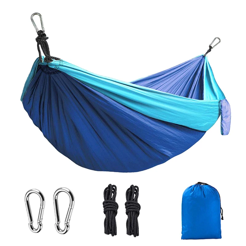 

Solid Color Parachute Camping Hammock 캠핑 Straps and Black Carabiner Camping Survival Travel Double Person Outdoor Furniture