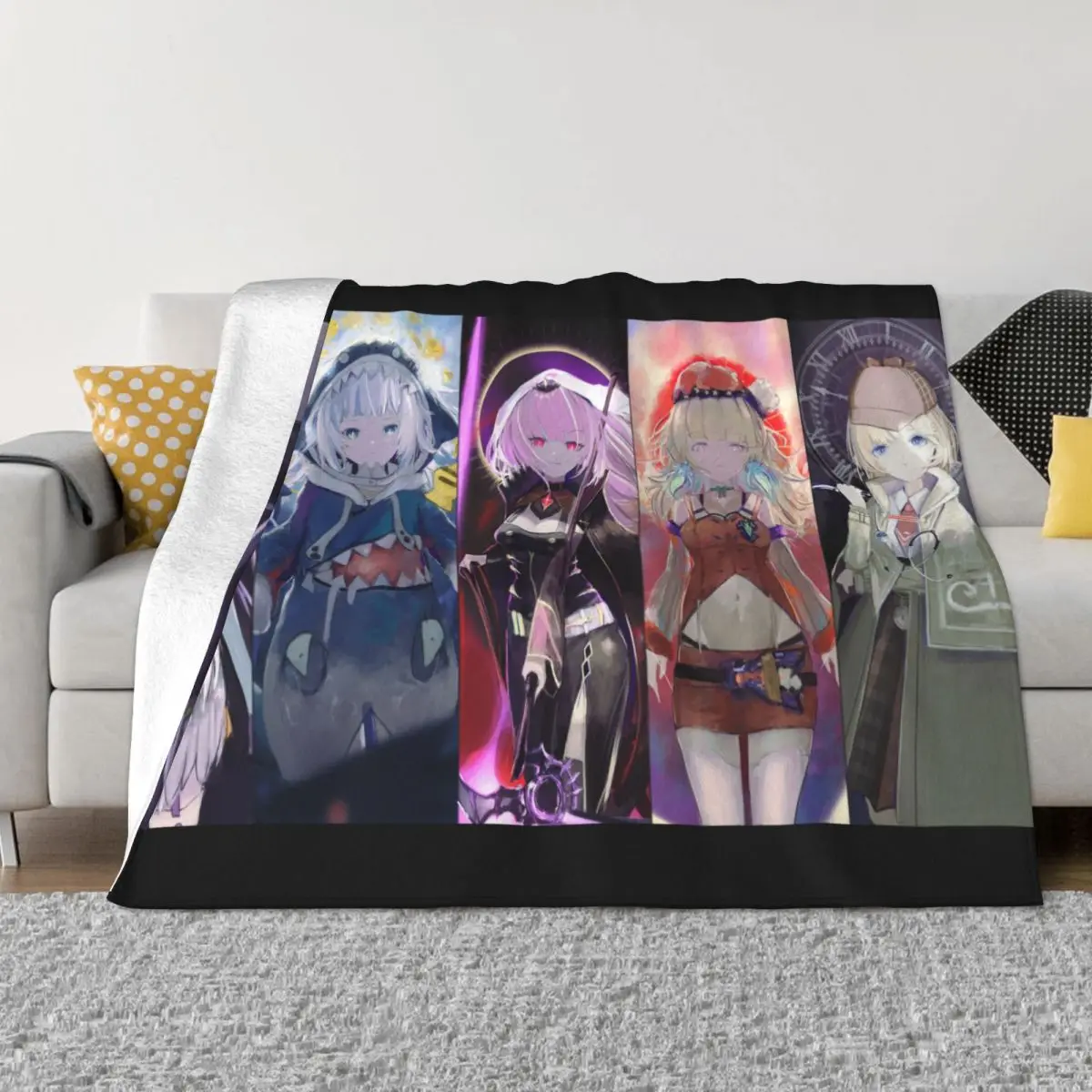 

Hololive одеяло для виртуальной хост-группы Takanashi Gawr Kisaragi Ninomae Inanis Mori kaliope Amelia переносное покрывало