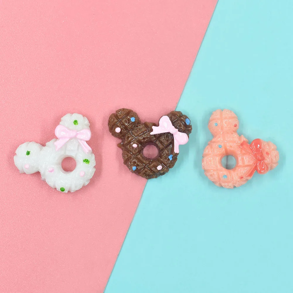 

10pcs Diy Resin Cartoon Donuts Crafts Accessories Materials Kawaii Cabochons Mini Figurine Flatback Embellishments Scrapbooking