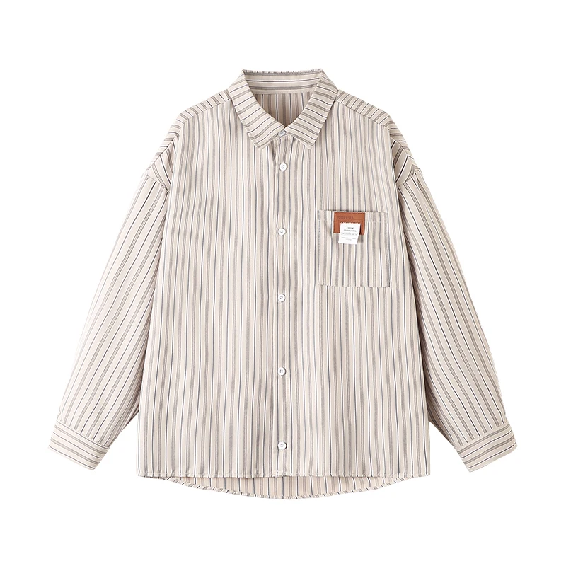 

Autumn Oversize Button Shirts Men Stripe Print Blouse Fashion Korean Street Baggy Long Sleeved Tops Clothing Male Plus Size 5XL