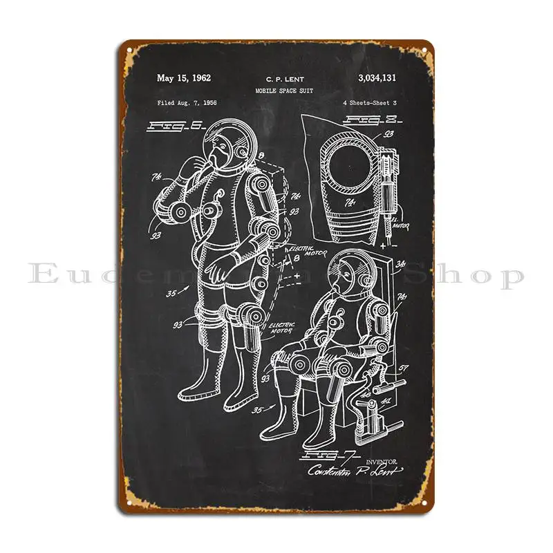 

1956 мобильный космический костюм-патент для рисования, металлическое украшение для таблички, проектирование вечерние Home Ретро жестяной зна...