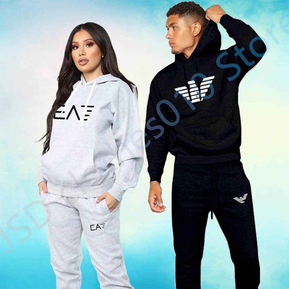 

Комплект спортивной одежды из 2 предметов для мужчин и женщин, Толстовка и штаны, итальянские спортивные штаны, повседневная спортивная оде...