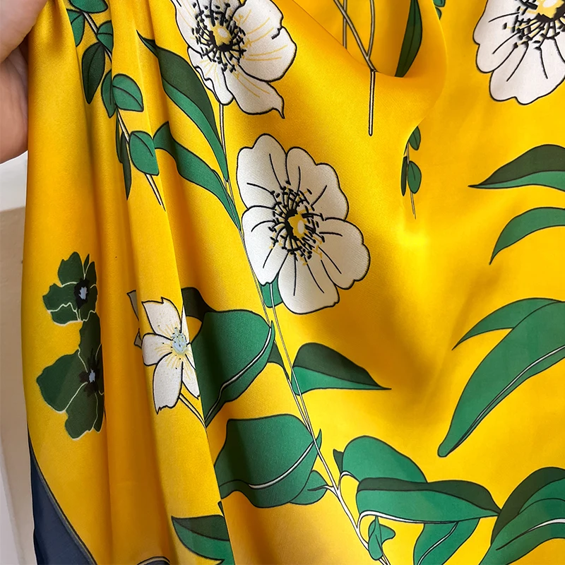 2024 Новый шелковый шарф 110x110 см роскошный брендовый дизайнерский женский