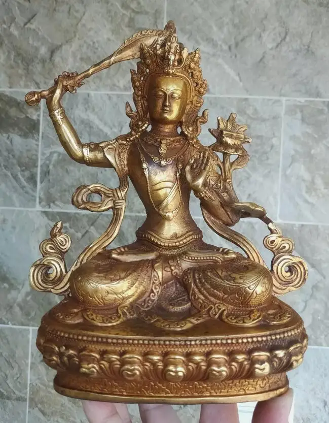 Подлинная статуя будды ручной работы из старой тибетской бронзы статуи манджури