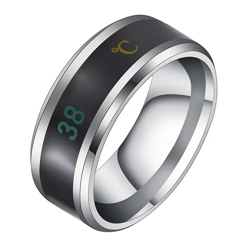 

Multifunctional Waterproof Intelligent Smart Temperature Couple Ring Titanium Steel Finger Jewelry Fingertip Temperature Sense