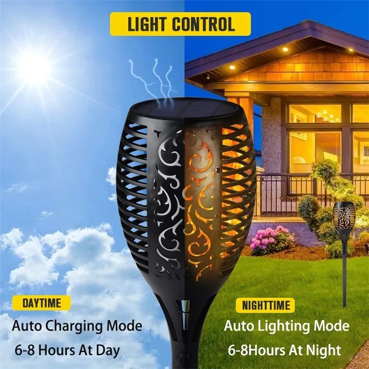 

Flashing Solar Waterproof Outdoor Landscape Decoration Light Dusk to Dawn Auto On Off USB Charging Safety Flame Flashlight
