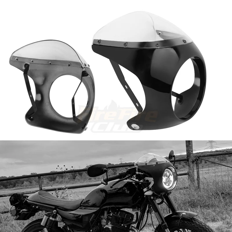

Motorcycle 7" Headlight Fairing Retro Cafe Racer Protector For Harley Honda Yamaha Suzuki Universal Headlight Windshield