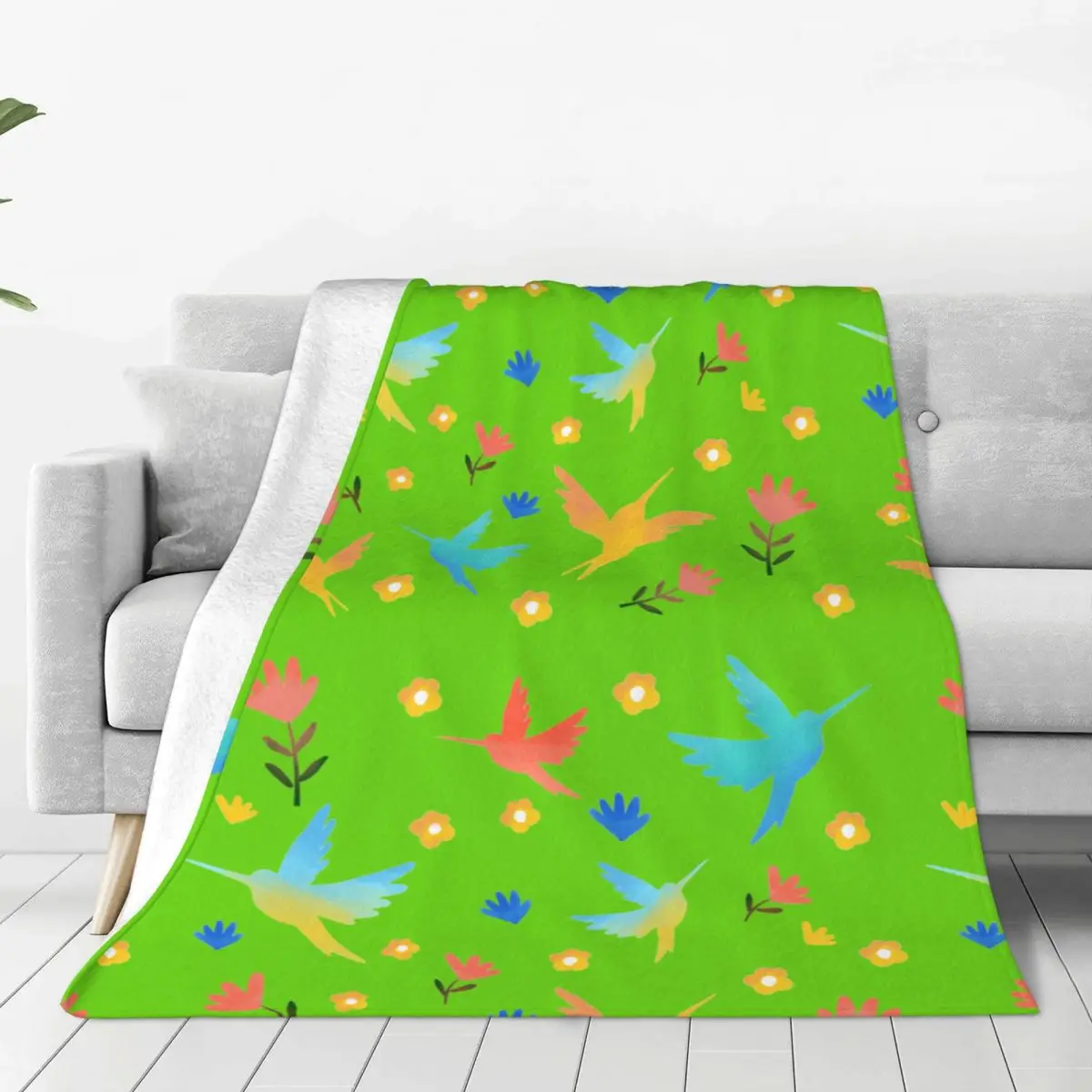 

Flower And Bird Blanket Ultra Soft Cozy Blooming Flowers Decorative Flannel Blanket All Season For Home Couch Bed Chair Travel