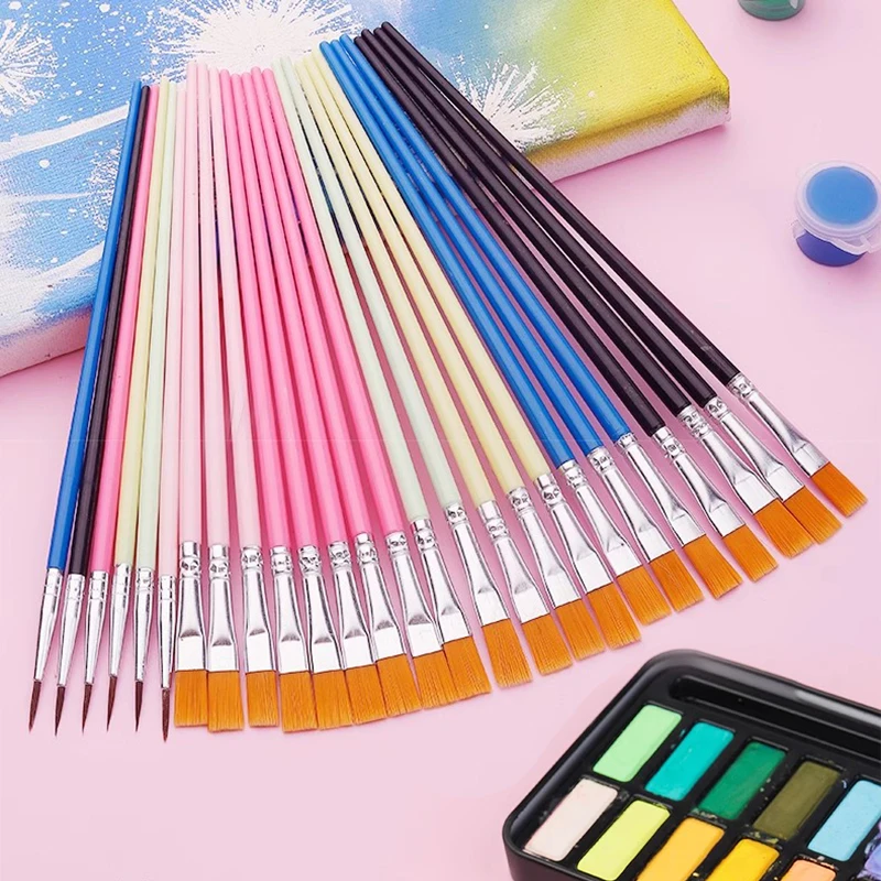 Искусственные кисти для рисования акриловыми красками 12/50 шт.