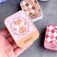 cute bear contact lens case women lovely cosmetic lens container portable travel set spectacle case storage lens