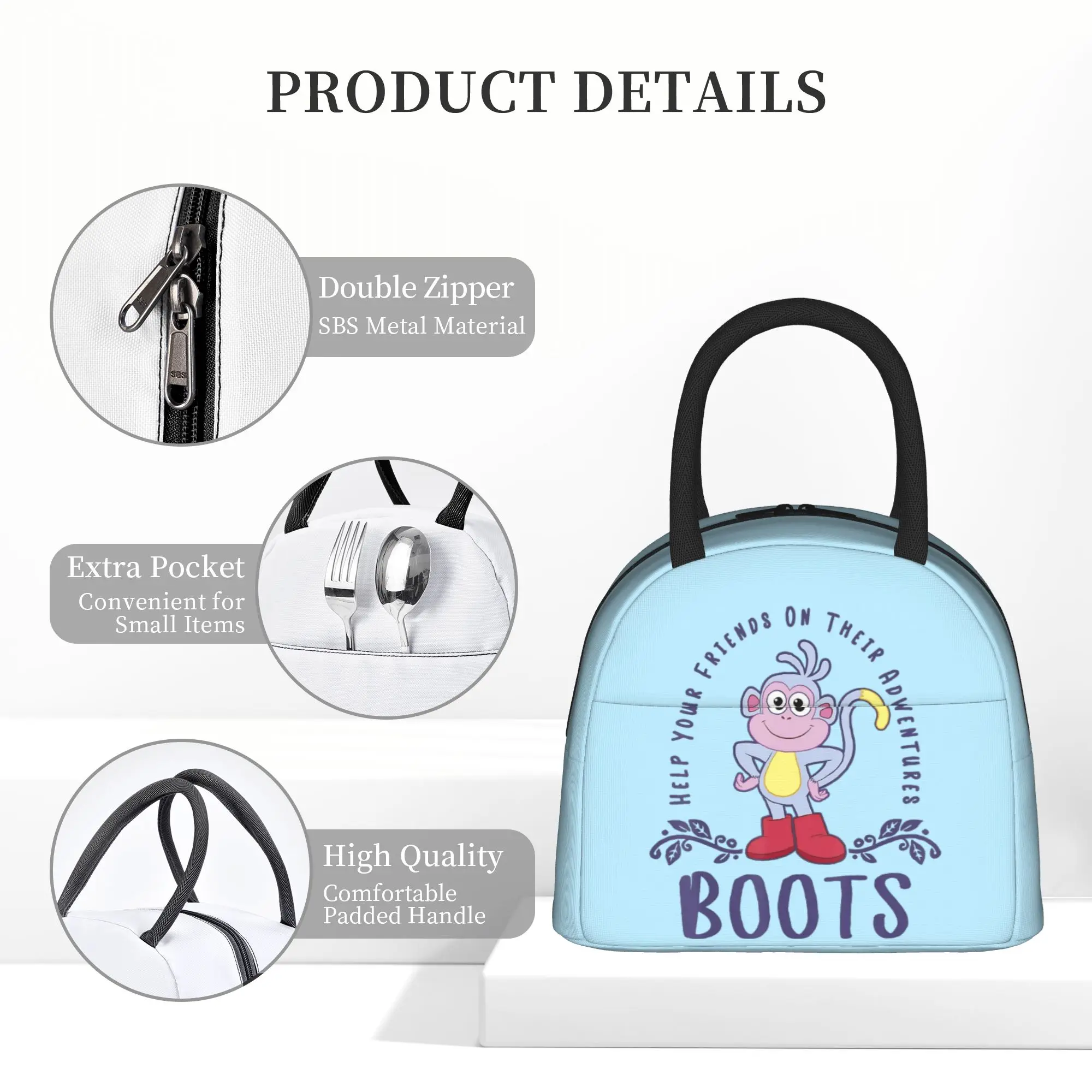 Фото Сумка-холодильник D-Doras Boots Help Your Friends, многоразовая, для обедов, портативная, контейнер для еды, сумка-тоут, бенто-бокс №5