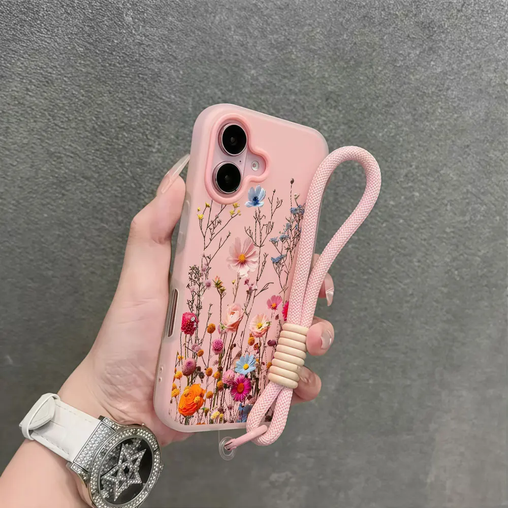 Фото Яркий цветочный чехол-ремешок для телефона Samsung Galaxy S26 S25 S21 S24 S23 Ultra Plus A56 A37 A36 A54 с ремешком на запястье №4
