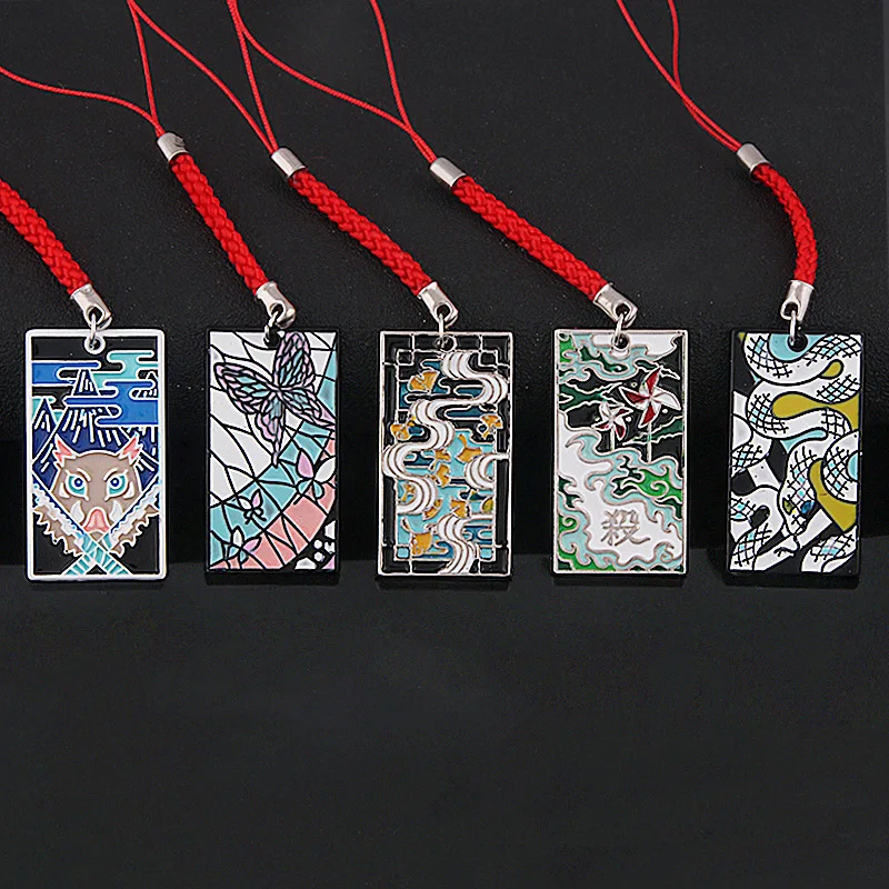 

Demon Slayer Metal Keychain Kimetsu No Yaiba Tanjirou Nezuko Red Rope Pendant Keyring For Men Women Anime Cospaly Jewelry