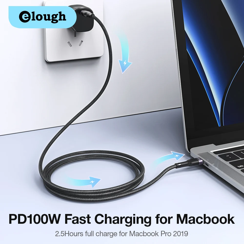 Кабель зарядный Elough с USB C на Type 100 Вт QC 4 0/3 0 |
