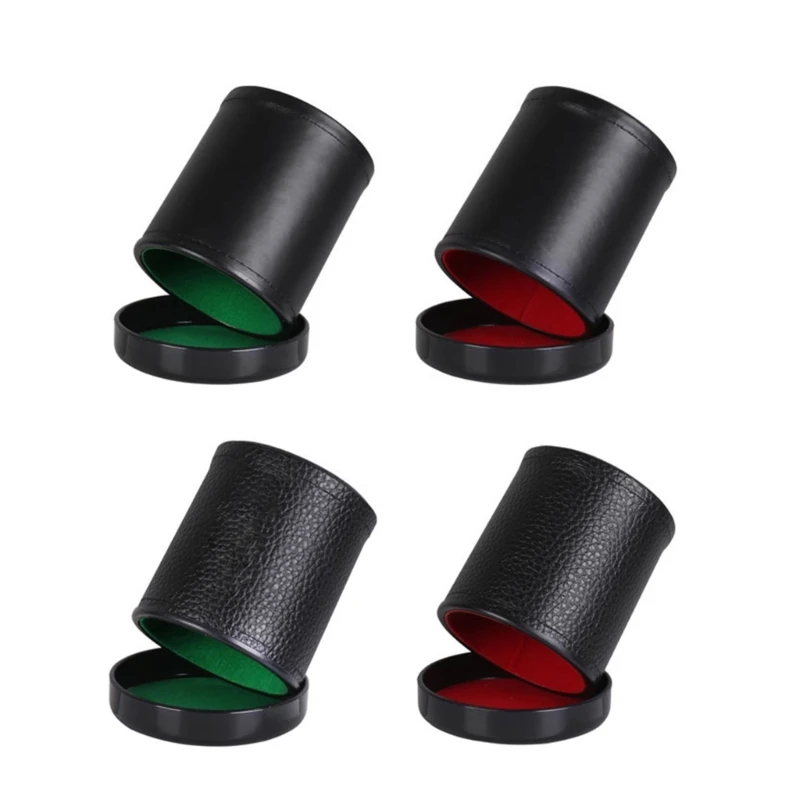 

Leather Cup with Lid for Liars Farkle Yahtzee Board Games, Black N58B